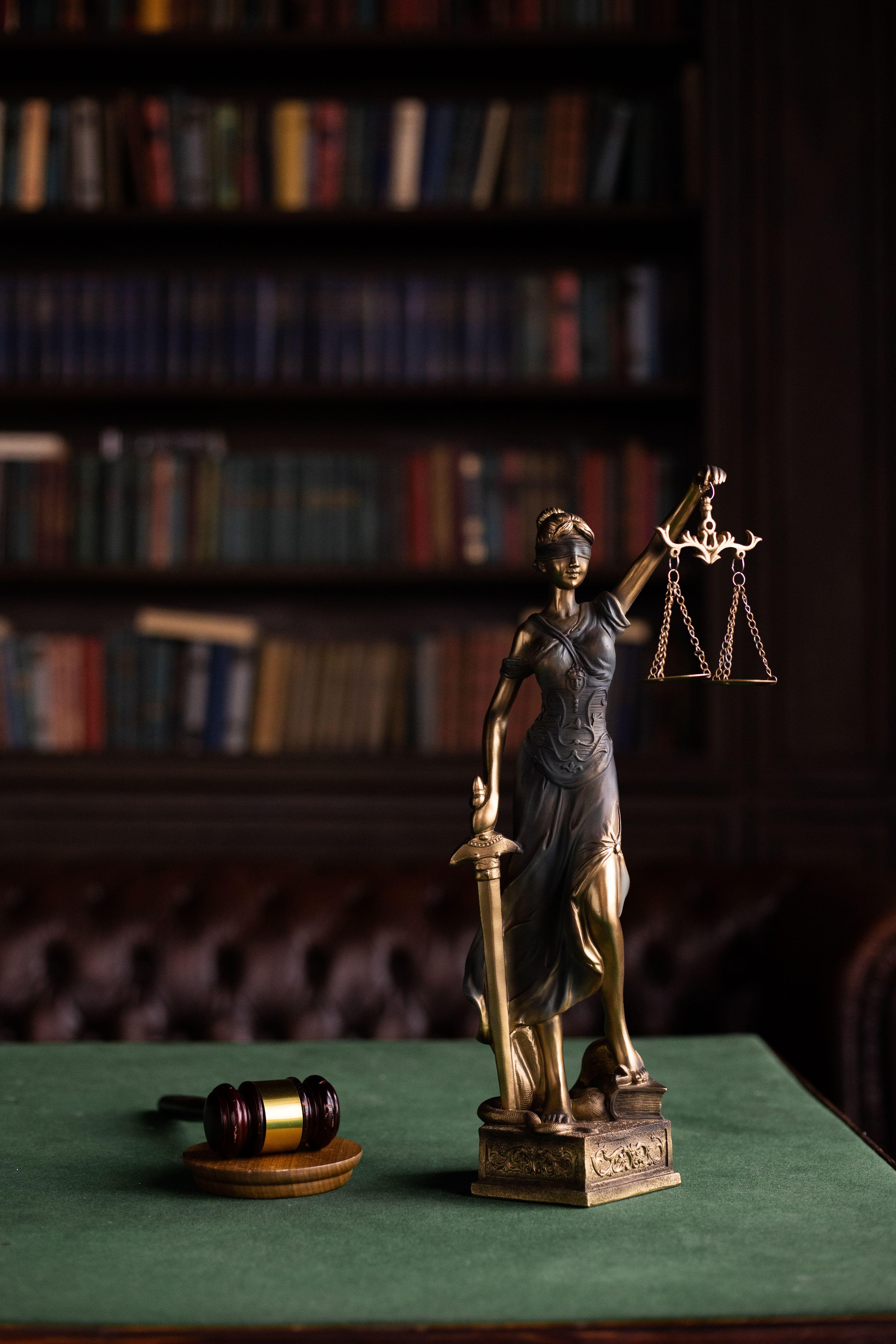 Office desk with law books